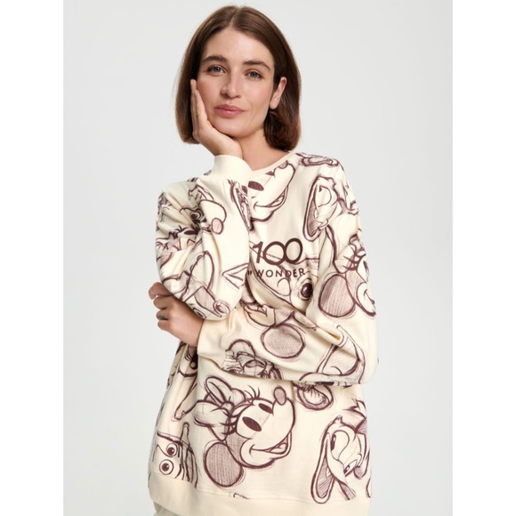 Disney Tops - Disney 100 Mickey Mouse Women's Sweatshirt Nude Soft